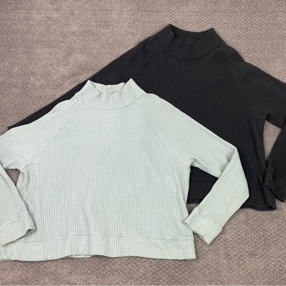 The North Face Mock Neck Chabot Sweater Top Women's XXL Thermal Waffle Knit
